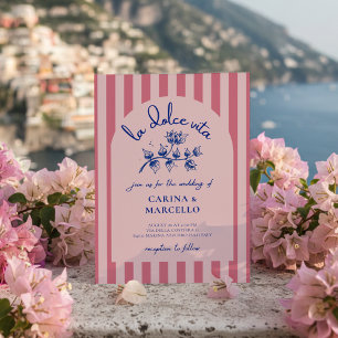 Hochzeit Amalfi-Küste Amore Bougainvillea-Streifen Einladung