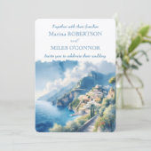 Hochzeit Amalfi Küste Wasserfarbe Italien Zielort Einladung (Stehend Vorderseite)