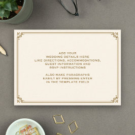 Hochzeit an der Creme und am Gold Border Begleitkarte