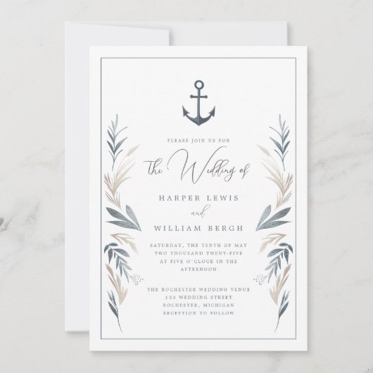 Hochzeit an der Küste Einladung (Vorderseite)