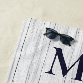 Hochzeit Anchor Herr Navy Blue Nautical Monogram Strandtuch (Beispiel)