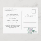 Hochzeit ändert das Datum Blue Blush-Rose Postkarte (Rückseite)