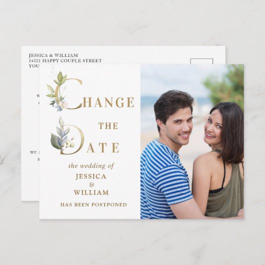 Hochzeit ändert das Datum der Ankündigung eines el Postkarte (Vorne/Hinten)