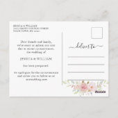 Hochzeit ändert das Datum Elegante Blush Rose Postkarte (Rückseite)