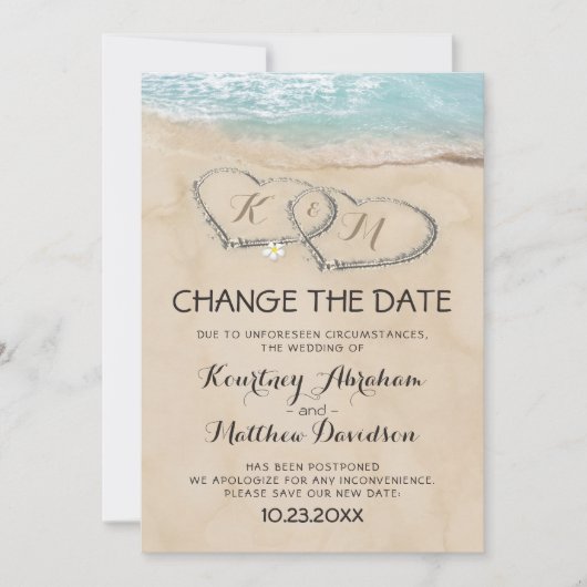 Hochzeit ändert das Datum tropischen Strandes Save The Date (Vorderseite)