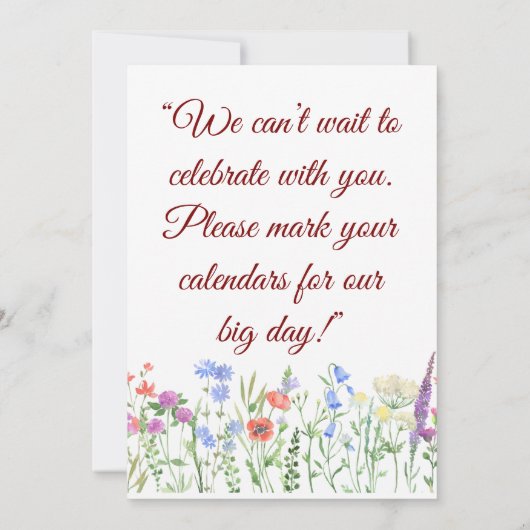 Hochzeit (Ankündigung Rett-the-Date) Save The Date (Rückseite)