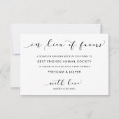 Hochzeit anstelle von Gönnerspenden für Wohltätigk Dankeskarte (Vorderseite)