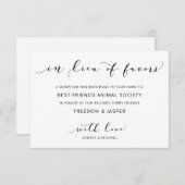 Hochzeit anstelle von Gönnerspenden für Wohltätigk Dankeskarte (Vorne/Hinten)