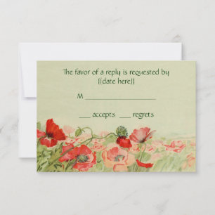 Hochzeit-Antwort im Vintage-Stil, rote Mohnblumen RSVP Karte