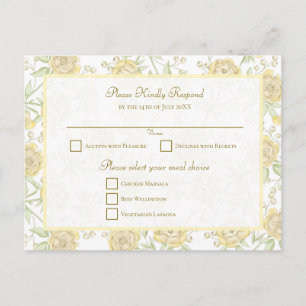 Hochzeit-Antwort Yellow Rose Feiertagspostkarte