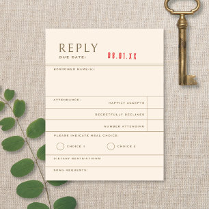 Hochzeit-Antwortkarte im Stil eines alten Biblioth RSVP Karte