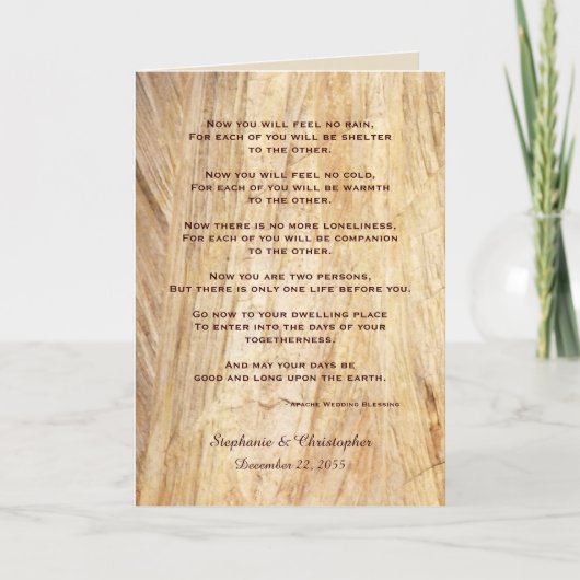 Hochzeit Apache Segen Feel No Rain Brown Stone Karte (Vorderseite)