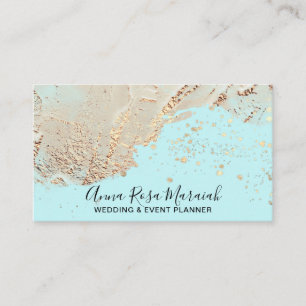 *~* Hochzeit Aqua Gold Foil Glitzer Schöne Landsc Visitenkarte