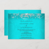 Hochzeit Aquamariner Crystal Pearl Snowflake Silve RSVP Karte (Vorne/Hinten)