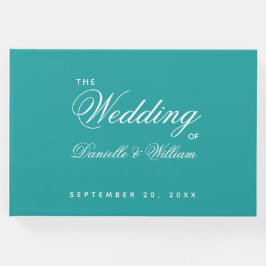 Hochzeit Aquamariner einfacher Script-Kalligrafie Gästebuch