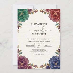 Hochzeit Aquamariner Flora-Romantik Einladung