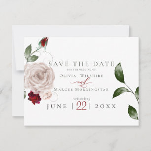 HOCHZEIT Aquarell Rose und Merlot Floral Save The Date