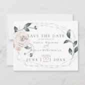 HOCHZEIT | Aquarellfarben Dusty Rose Rosa Rosa Sil Save The Date (Vorderseite)