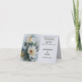 Hochzeit, Aquarellfarben, Grün, elegant Dankeskarte