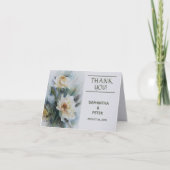 Hochzeit, Aquarellfarben, Grün, elegant Dankeskarte (Vorderseite)