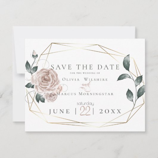 HOCHZEIT | Aquarellfarben Rose Rosa Rosa Save The Date (Vorderseite)