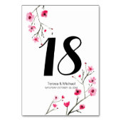 Hochzeit, Aquarellkirschblüte, anpassbar Tischnummer (Rückseite)