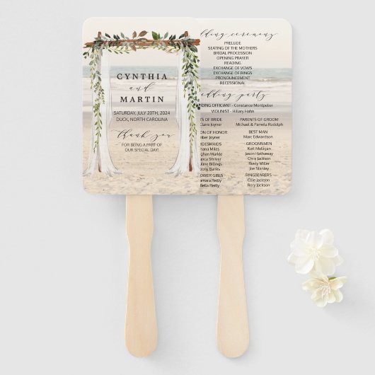 Hochzeit Arbor Beach Hand Fans Fächer (Vorne und Hinten)
