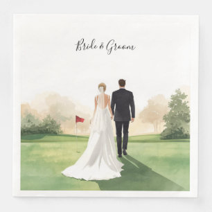 Hochzeit auf dem Golfplatz Braut und Bräutigam auf Serviette