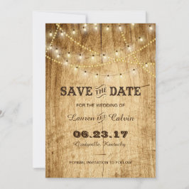 Hochzeit auf dem Land Save the Date mit Holzleucht
