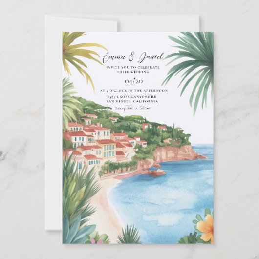 Hochzeit auf der Französischen Riviera Einladung (Vorderseite)