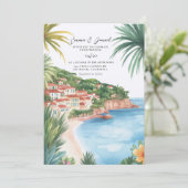 Hochzeit auf der Französischen Riviera Einladung (Stehend Vorderseite)