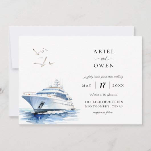 Hochzeit auf der Yacht Einladung (Vorderseite)