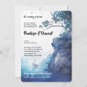 Hochzeit auf einem See - Aquarell Einladung