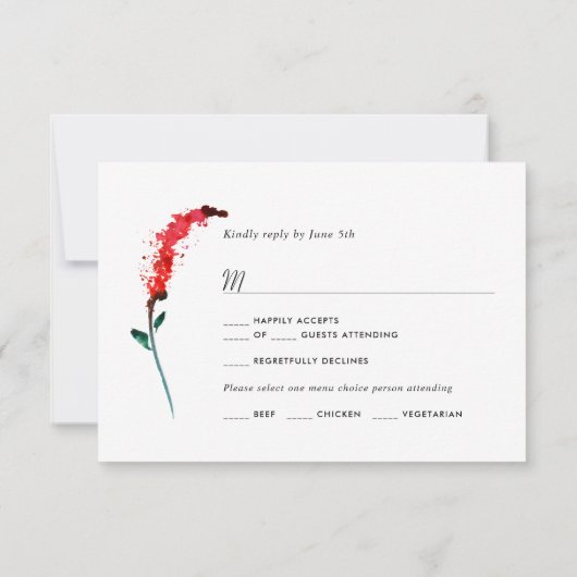 Hochzeit auf Feldebene Wildblumen RSVP Karte (Rückseite)