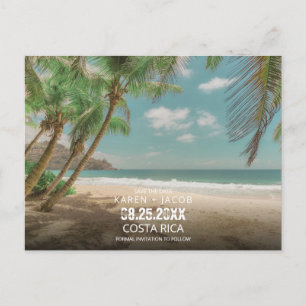 Hochzeit auf Reisen Tropischer Strand Save-the-Dat Ankündigungspostkarte