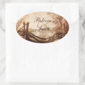 Hochzeit auf rustikalem Western Ovaler Aufkleber (Tasche)