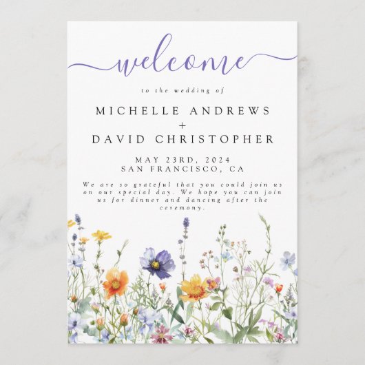 Hochzeit auf Wildblume Programm (Vorderseite)