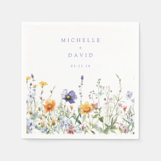 Hochzeit auf Wildblume Serviette (Vorderseite)