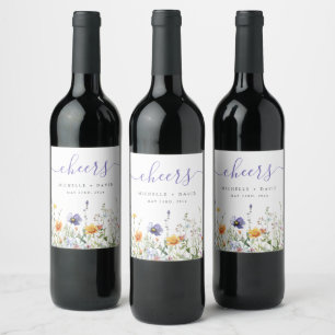 Hochzeit auf Wildblume Weinetikett