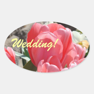 Hochzeit! Aufkleber Einladungssiegel Rosa Tulpen