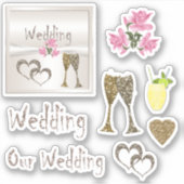 Hochzeit, Aufkleber Set, für Scrapbook, festlich (Vorderseite)