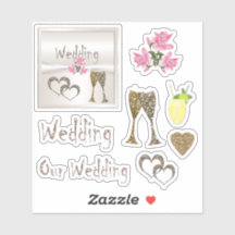 Hochzeit, Aufkleber Set, für Scrapbook, festlich