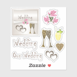 Hochzeit, Aufkleber Set, für Scrapbook, festlich