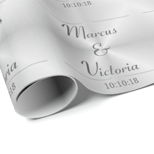 Hochzeit aus gebürstetem Metall Geschenkpapier (Rolleneckpunkt)