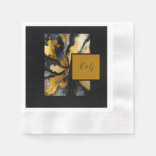Hochzeit aus schwarzem Gold Serviette (Vorderseite)