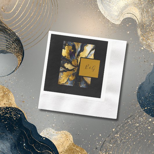 Hochzeit aus schwarzem Gold Serviette