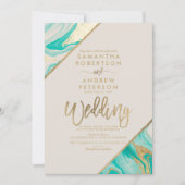 Hochzeit aus türkisfarbenem Marmor Einladung (Vorderseite)