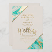 Hochzeit aus türkisfarbenem Marmor Einladung (Vorne/Hinten)
