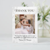 Hochzeit aus weißem Marmor Dankeskarte (Stehend Vorderseite)