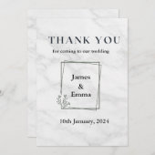 Hochzeit aus weißem Marmor Dankeskarte (Vorne/Hinten)
